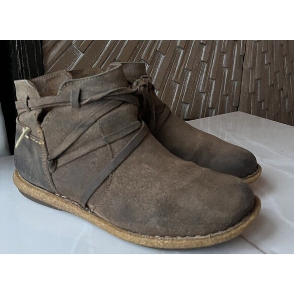 Born Tarkiln Ankle Boots Flat Suede Leather Brown Women Sz 8 M Distressed F59122 - Picture 2 of 15